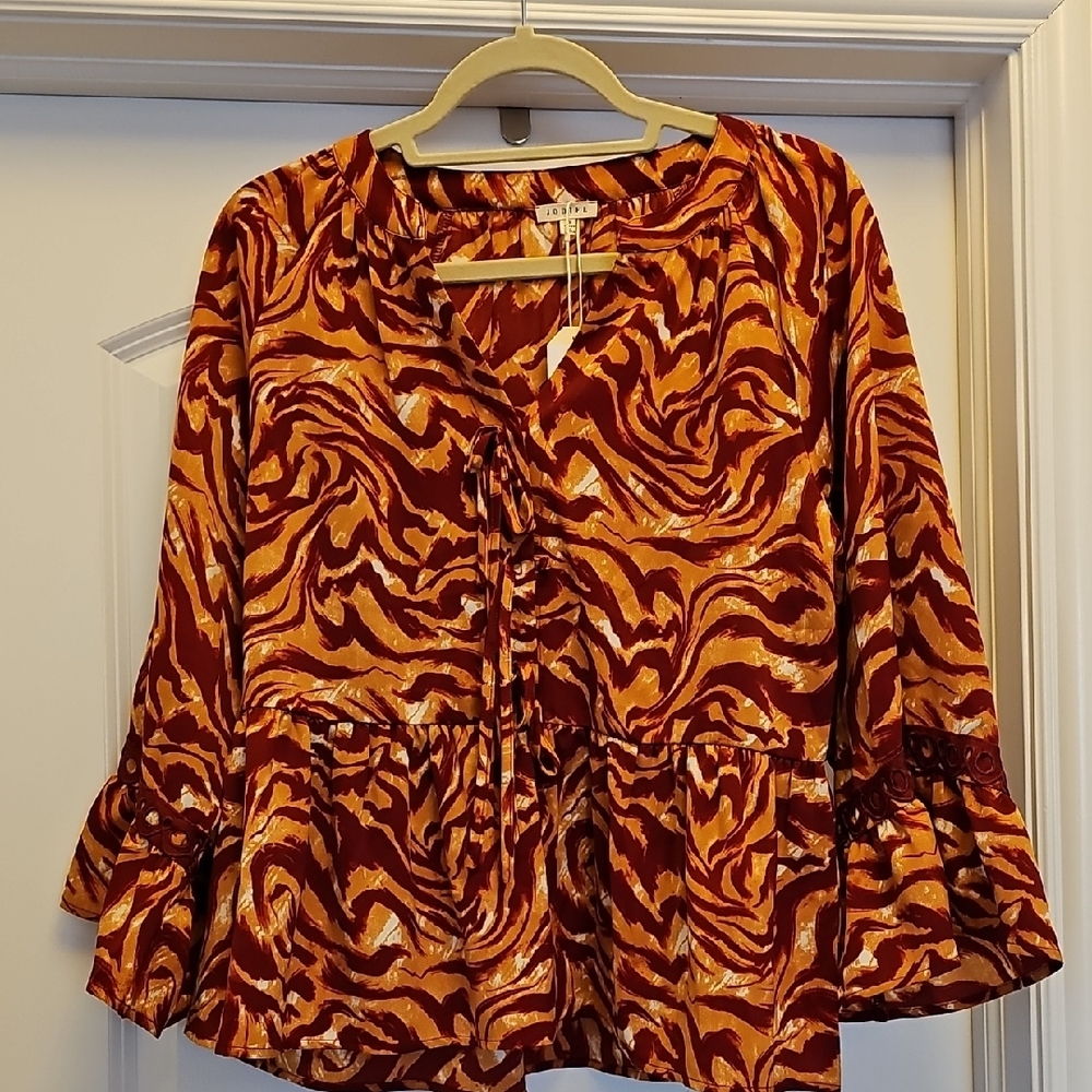NWT Jodifl Women's Top in Red and Gold Size Small